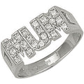9ct White Gold Cubic Zirconia ID Sides Mum Ring