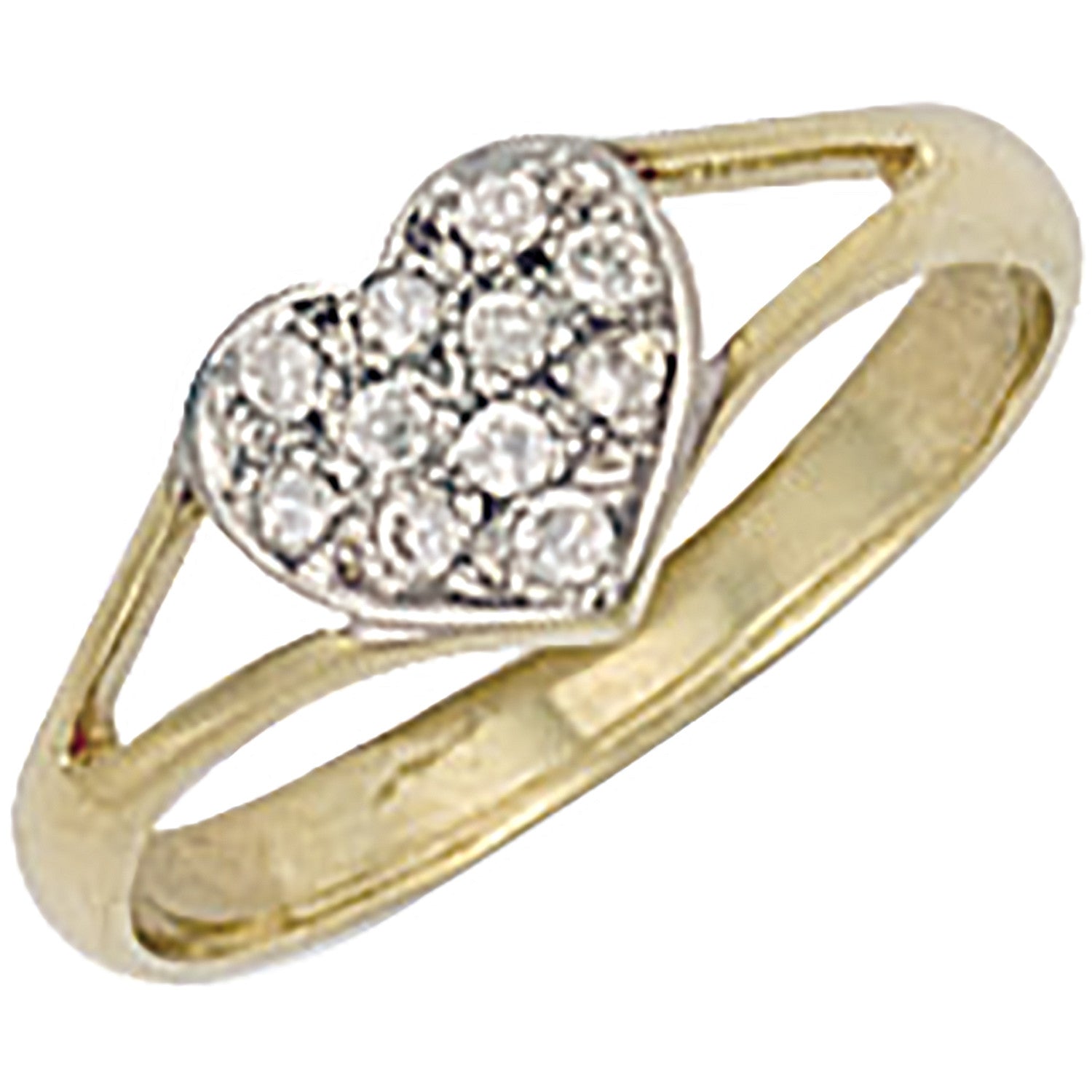 9ct Yellow Gold Cubic Zirconia Heart Baby Ring