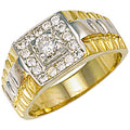 9ct Yellow Gold Square Top Gents Cubic Zirconia Ring