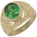 9ct Yellow Gold Green Cubic Zirconia College Ring