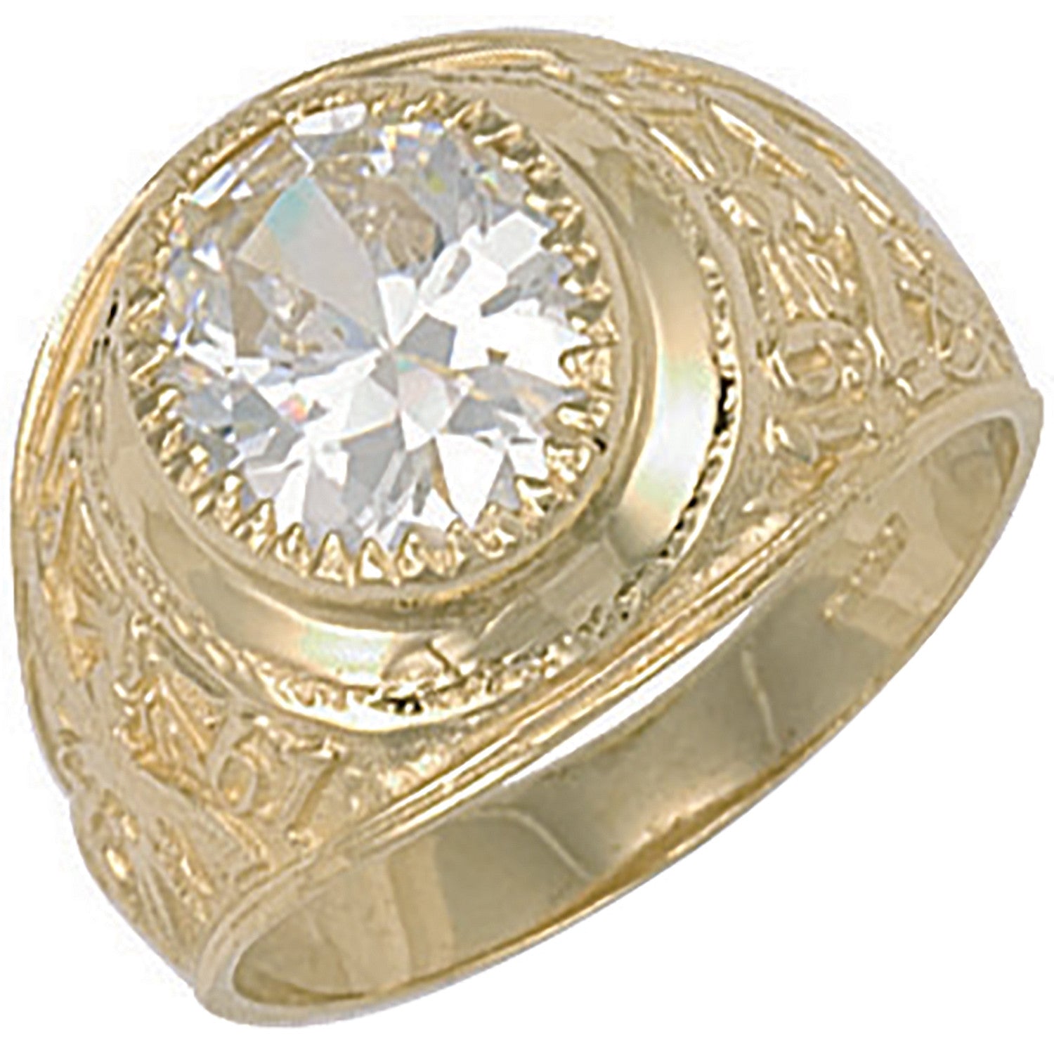 9ct Yellow Gold White Cubic Zirconia Stone College Ring