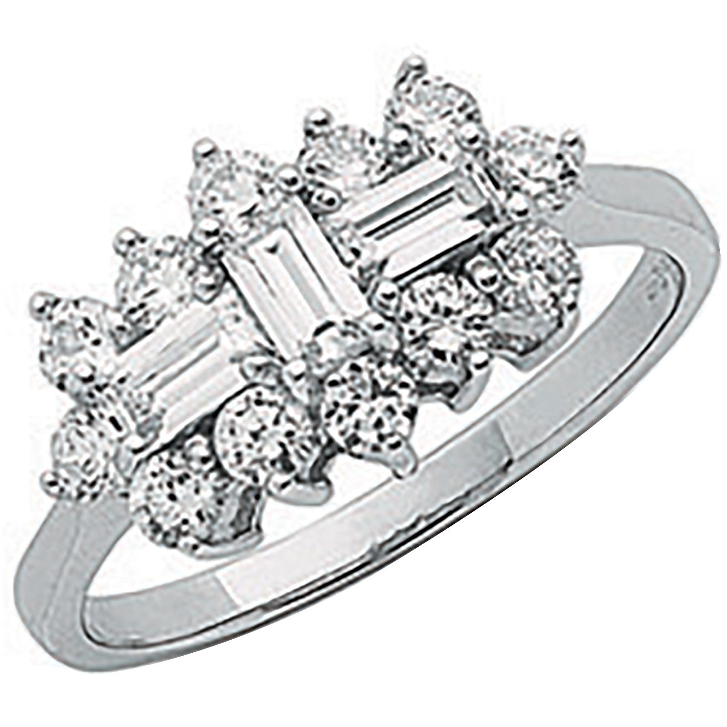 9ct White Gold Cubic Zirconia Boat Ring