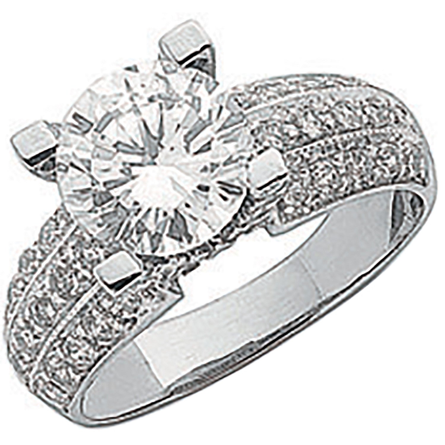 9ct White Gold Fancy Cubic Zirconia Ring
