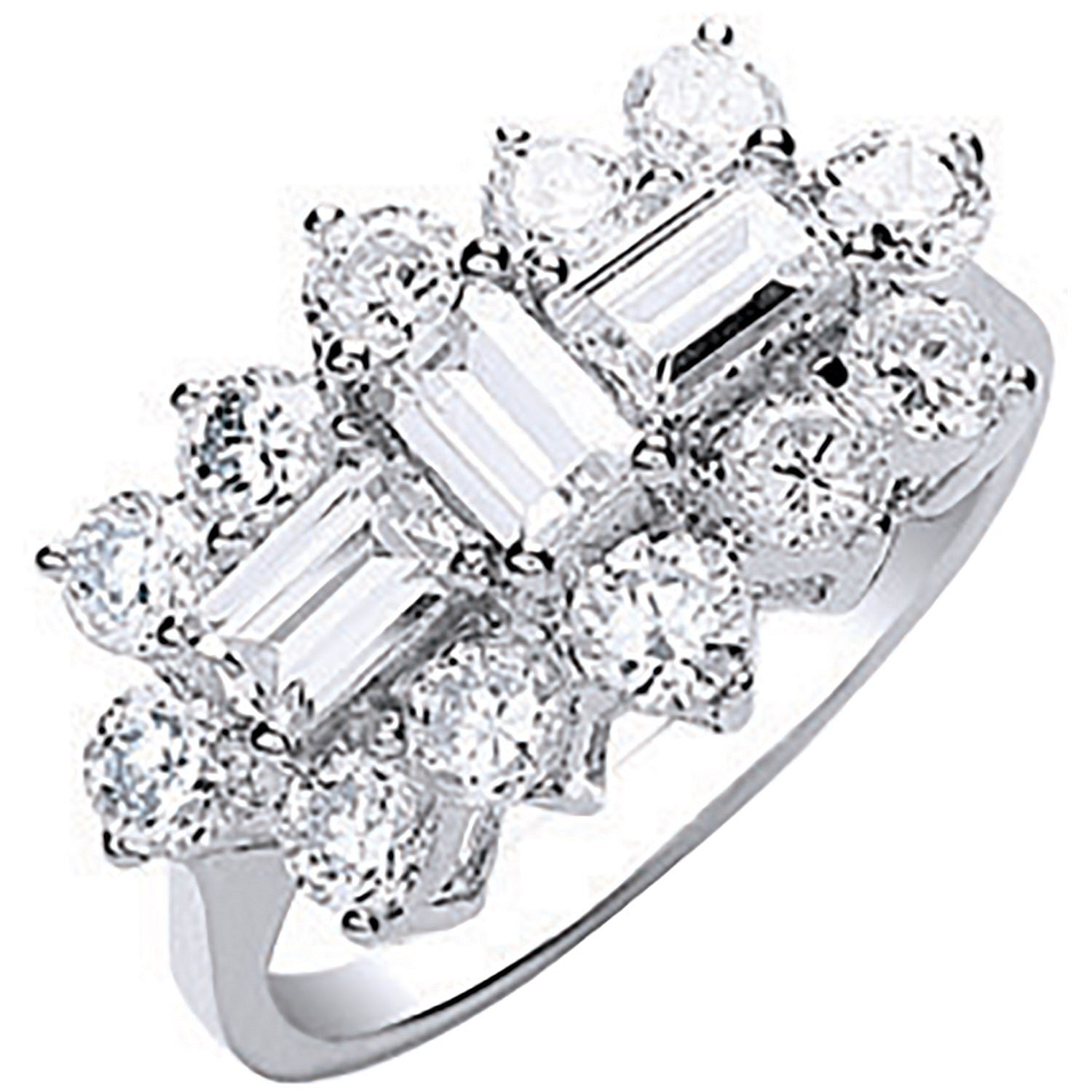9ct White Gold Cubic Zirconia Boat Ring