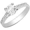 9ct White Gold Ladies Single Stone Cubic Zirconia Shoulder Ring