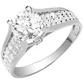 9ct White Gold Ladies Single Stone Two Row Cubic Zirconia Shoulder Ring