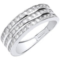 9ct White Gold Ladies Three Row Cubic Zirconia Ring