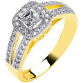 9ct Yellow Gold Ladies Princess Centre Split Shank Cubic Zirconia Ring