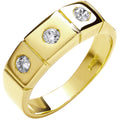 9ct Yellow Gold 3 Stone Rub Over Setting Cubic Zirconia Ring