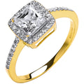 9ct Yellow Gold Ladies Princes Centre Cubic Zirconia Ring