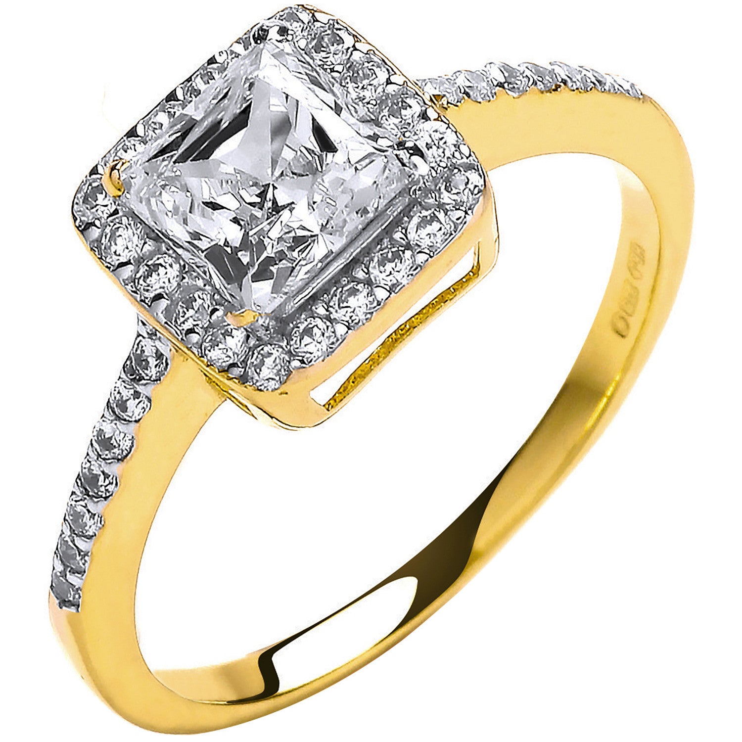 9ct Yellow Gold Ladies Princes Centre Cubic Zirconia Ring