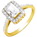 9ct Yellow Gold Ladies Emerald Centre Cubic Zirconia Ring