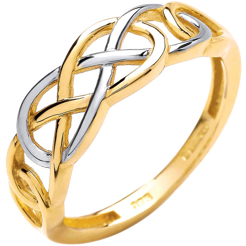 2 Colour Yellow and White Celtic Ring