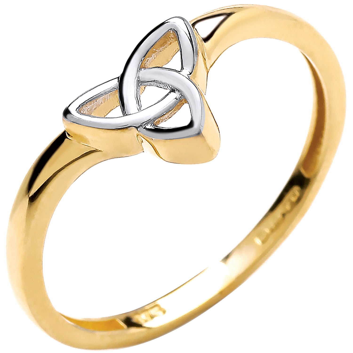 2 Colour Yellow and White Wishbone Style Celtic Ring