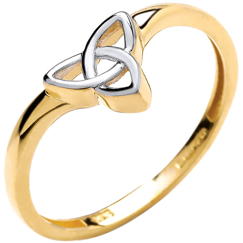 2 Colour Yellow and White Wishbone Style Celtic Ring