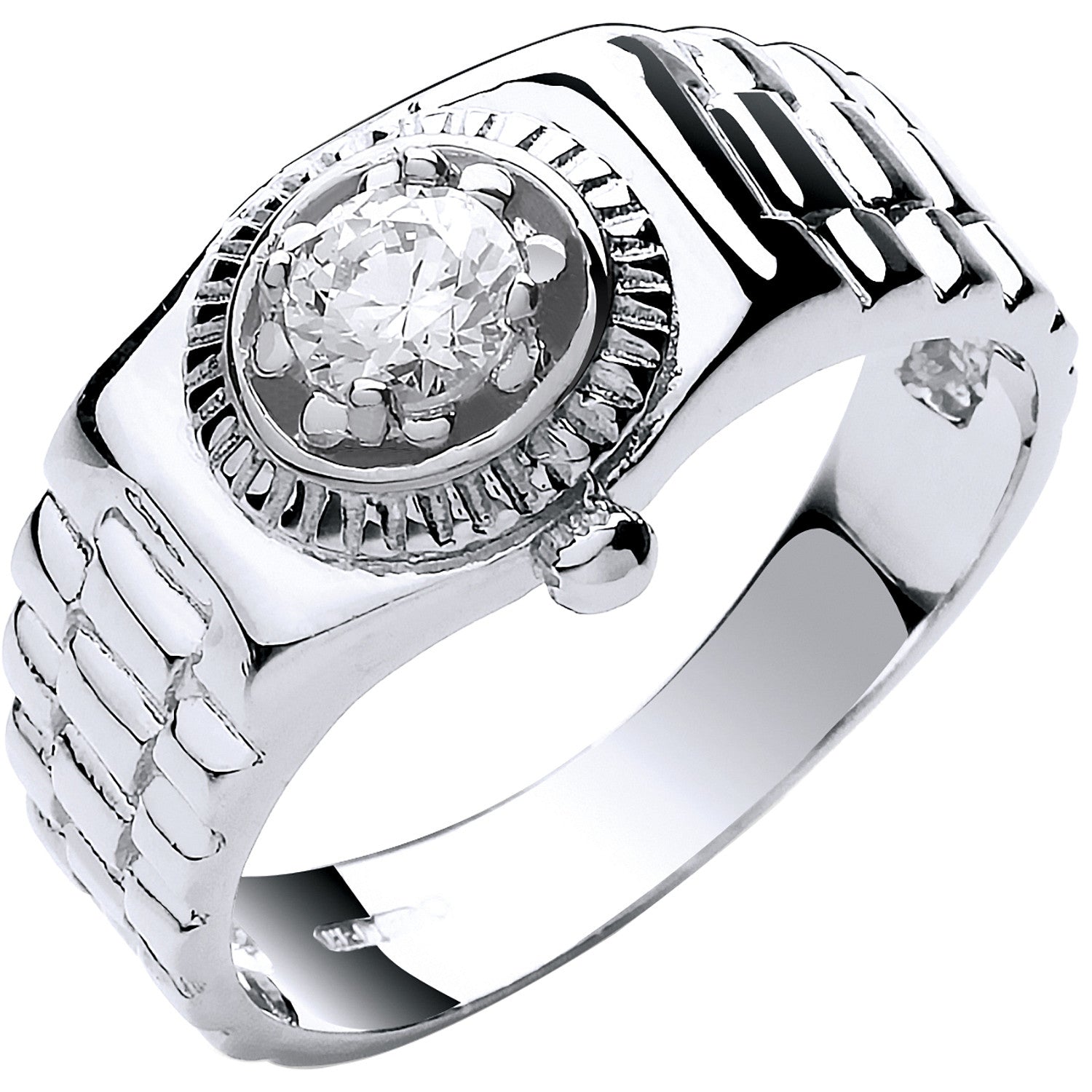9ct White Gold Gents Cubic Zirconia Ring