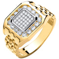 9ct Yellow Gold Panther Link & Cubic Zirconia's Gents Ring