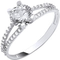 9ct White Gold Split Shank Cubic Zirconia Engagement Ring