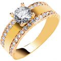 9ct Yellow Gold with Two Rows of Cubic Zirconia's Engagement Ring