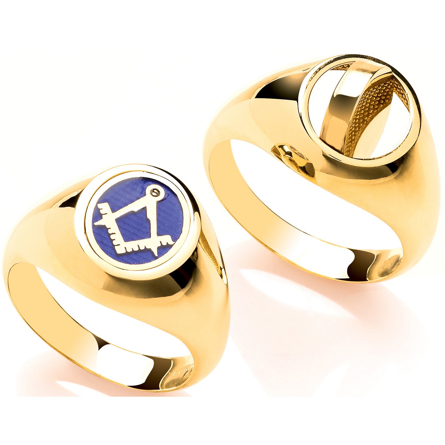 9ct Yellow Gold Masonic Swivel Oval Signet Ring