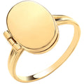 9ct Yellow Gold Oval Plain Locket Ring