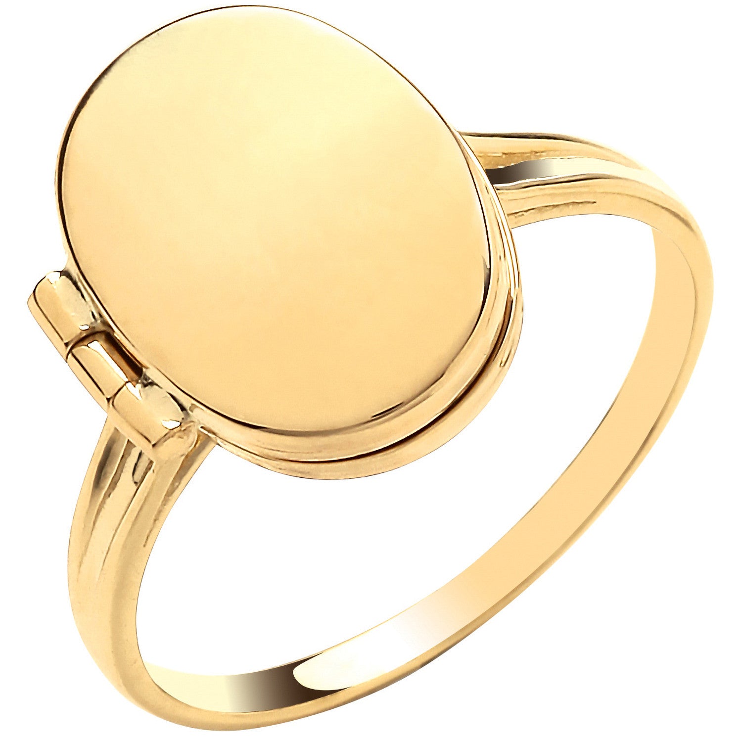 9ct Yellow Gold Oval Plain Locket Ring