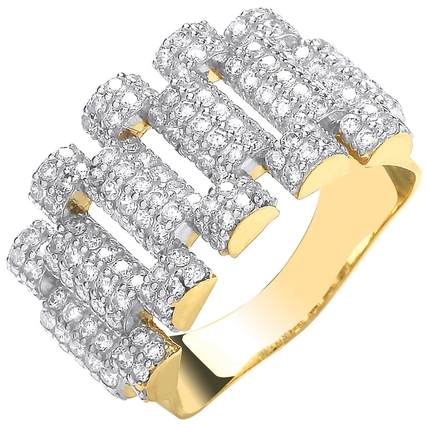9ct Yellow Gold Cubic Zirconia Fancy Link Ring