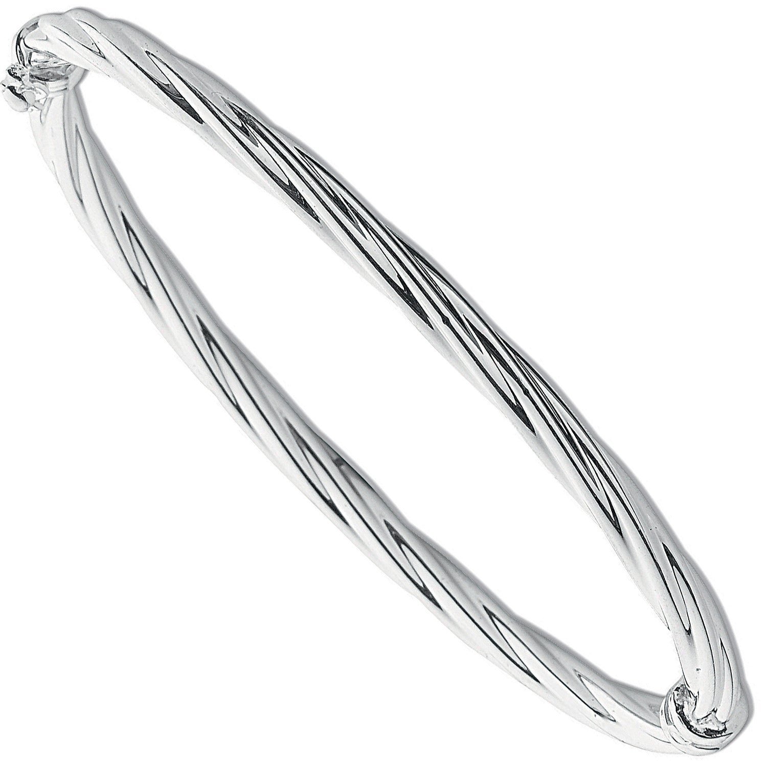 Sterling Silver Twisted Hollow Hinged Bangle