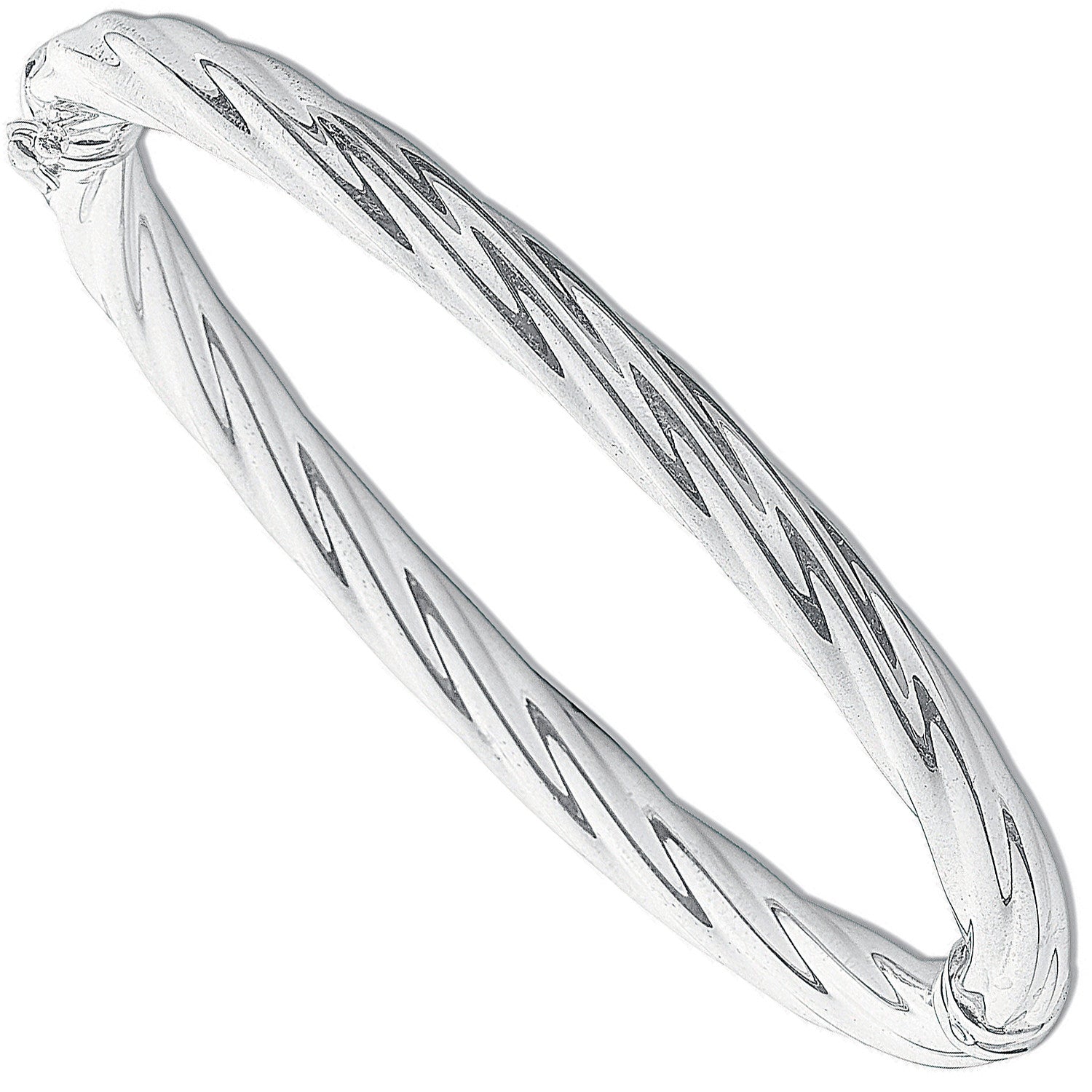 Sterling Silver Twisted Hollow Hinged Bangle