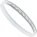 Sterling Silver 6mm Diamond Cut D-Shaped Slave Bangle