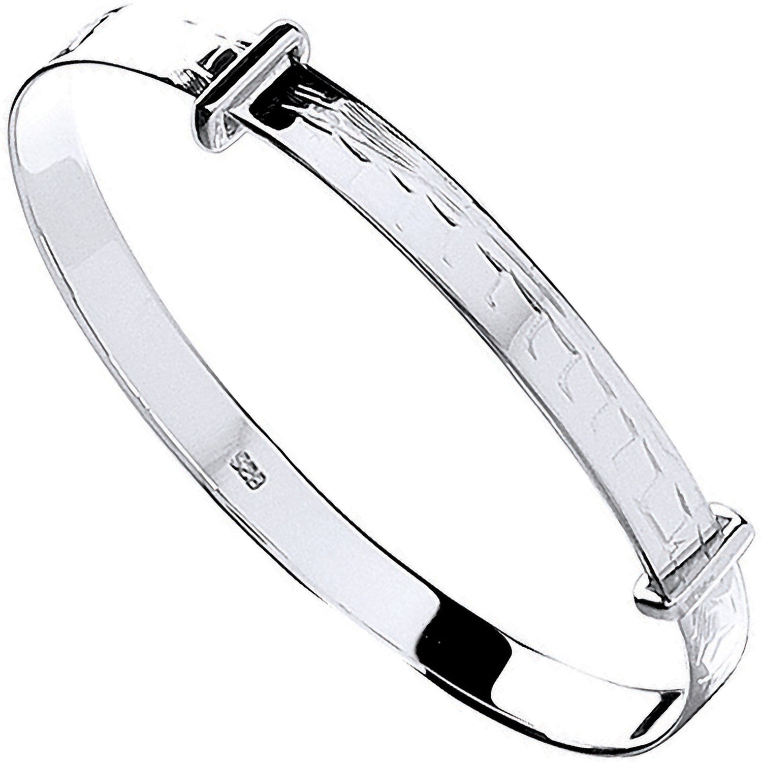 Sterling Silver Diamond Cut Expandable Baby Bangle