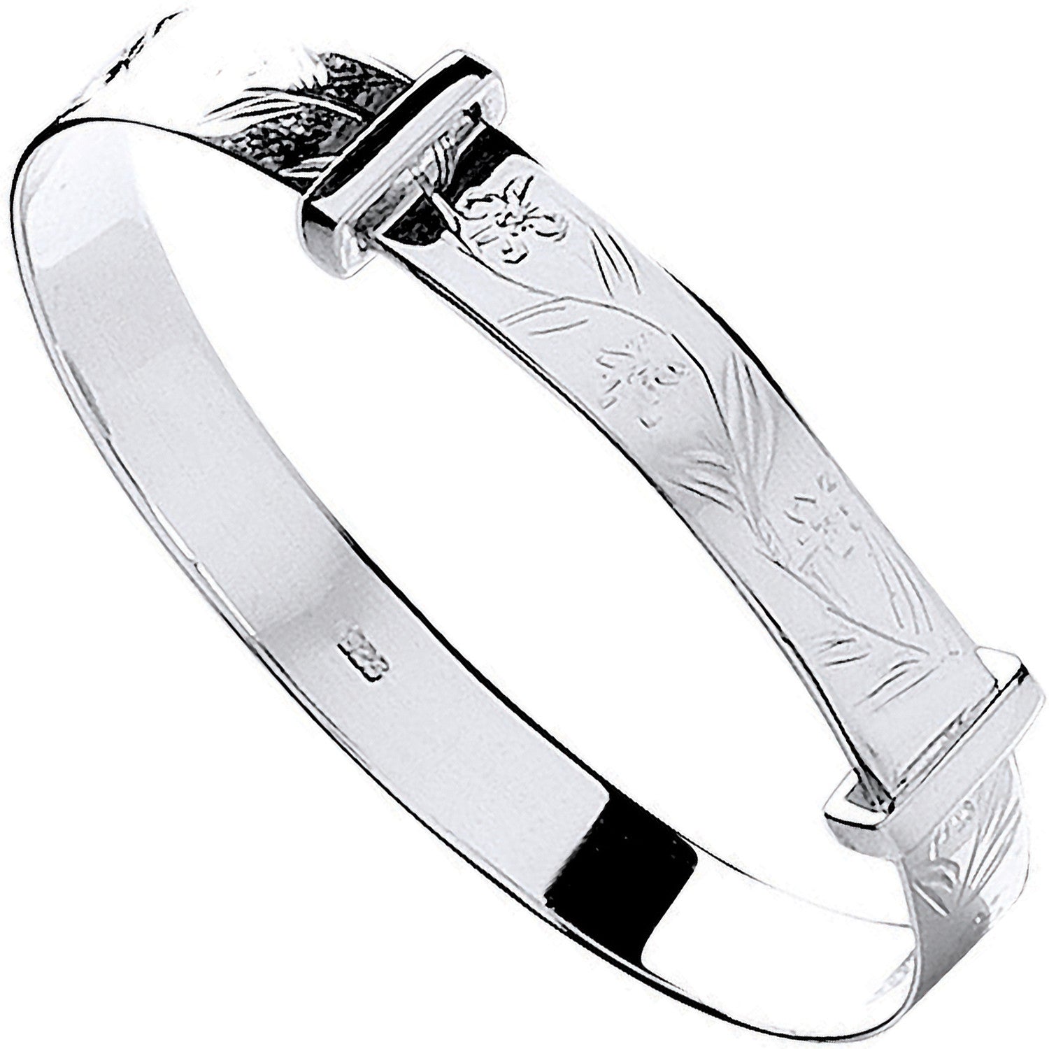 Sterling Silver Diamond Cut Expandable Baby Bangle