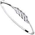 Sterling Silver Fancy Cubic Zirconia Hinged Bangle