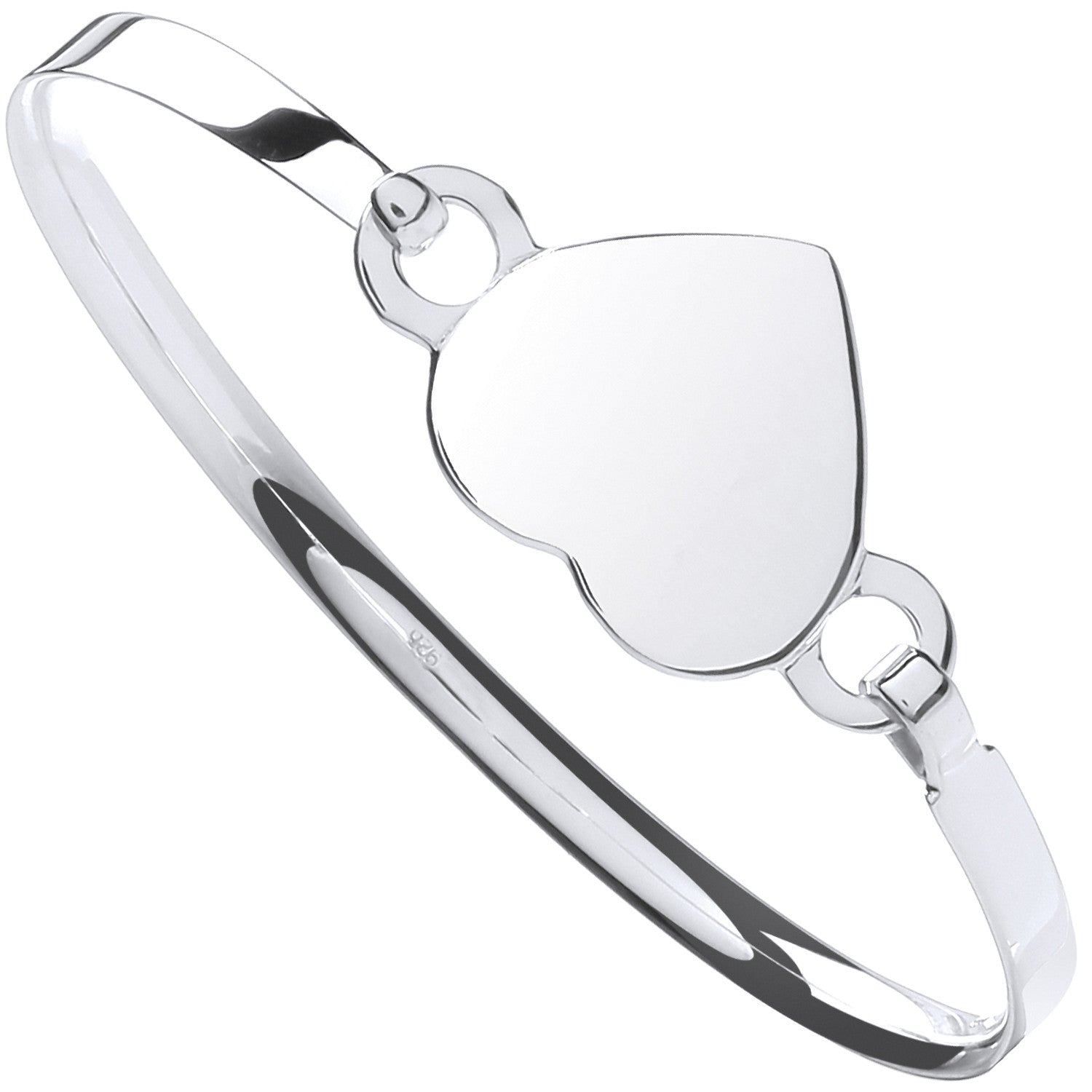 Sterling Silver Ladies Heart Bangle