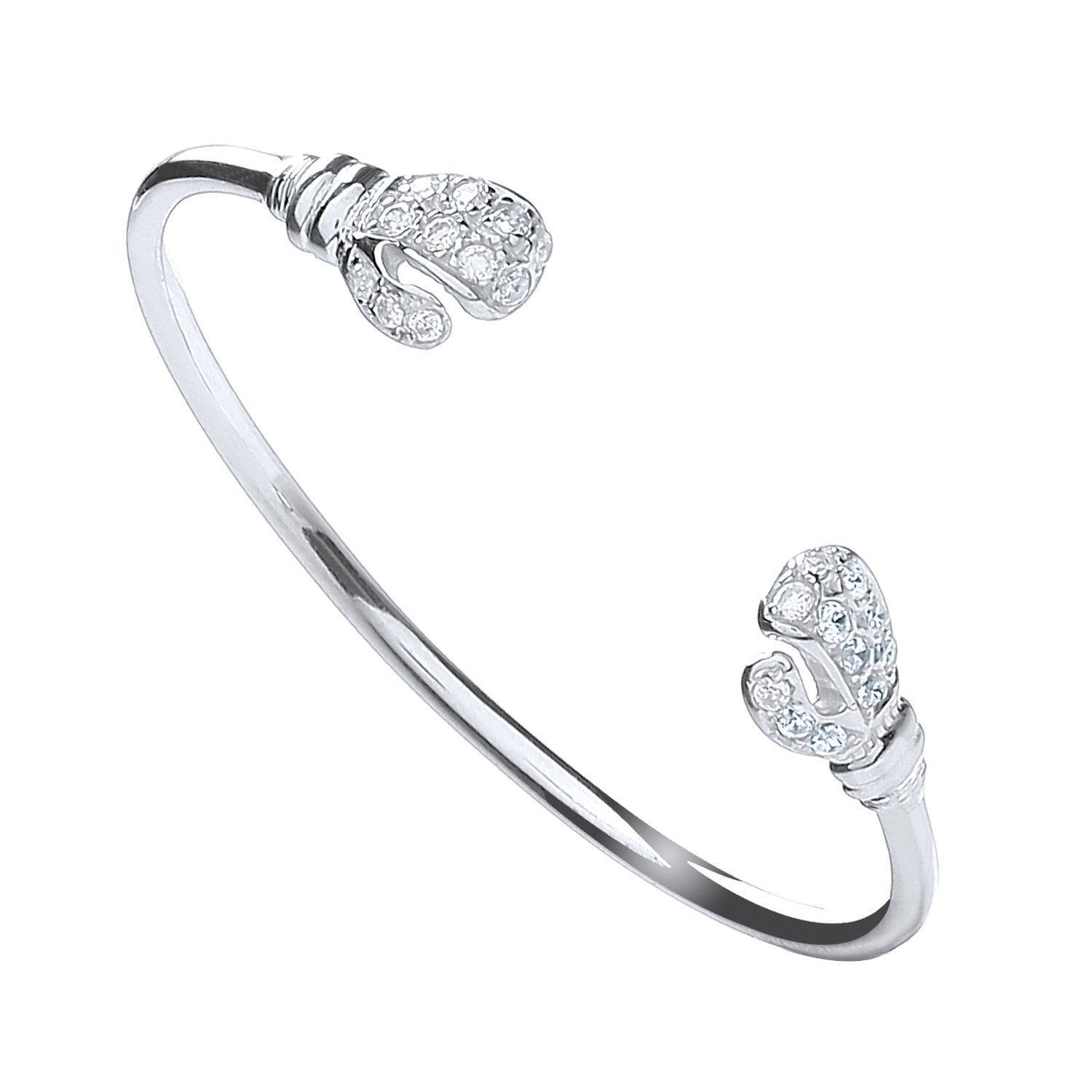 Sterling Silver Baby Cubic Zirconia Boxing Glove Bangle