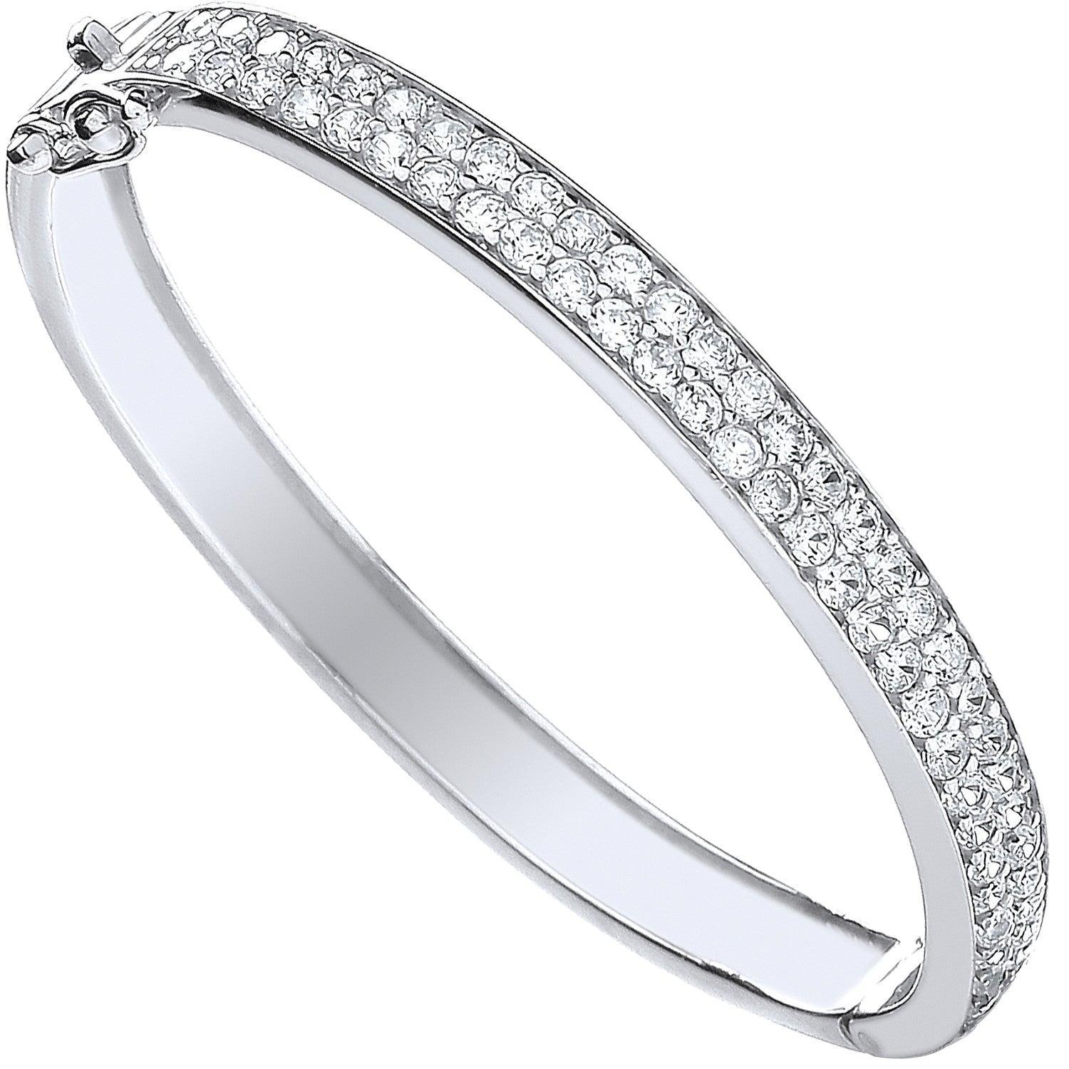Sterling Silver Baby 2 Row Cubic Zirconia Bangle