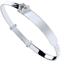 Sterling Silver Baby ID with Cubic Zirconia Heart Expandable Bangle
