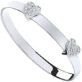 Sterling Silver Cubic Zirconia Heart Baby Expandable Bangle
