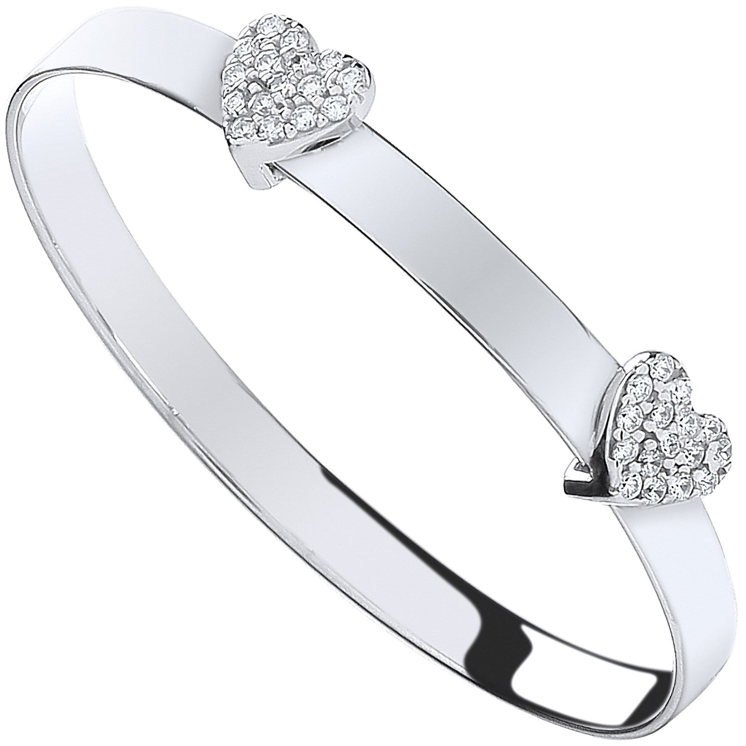 Sterling Silver Cubic Zirconia Heart Baby Expandable Bangle