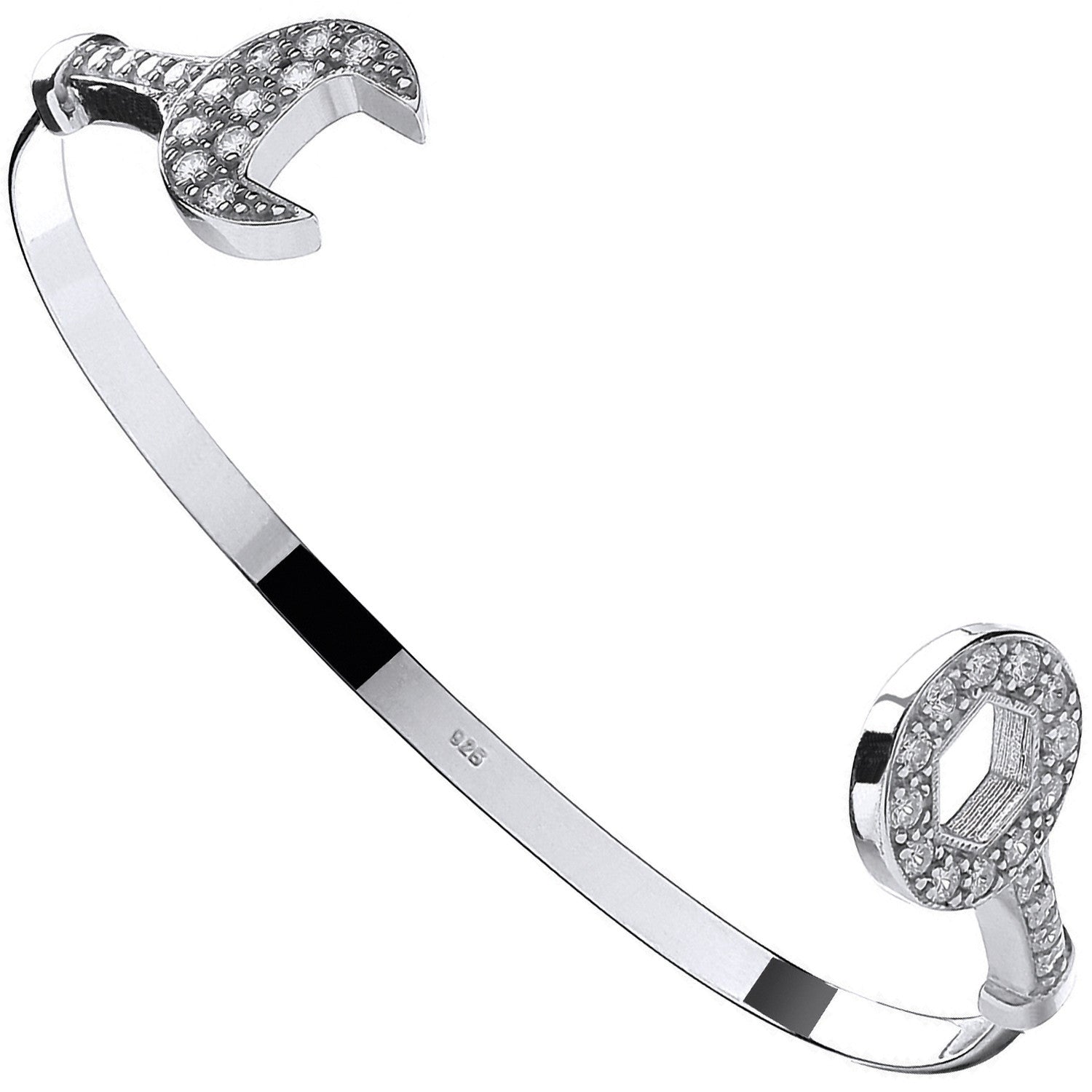 Sterling Silver Baby Cubic Zirconia Spanner Bangle