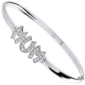 Sterling Silver Mum Cubic Zirconia Hinged Bangle