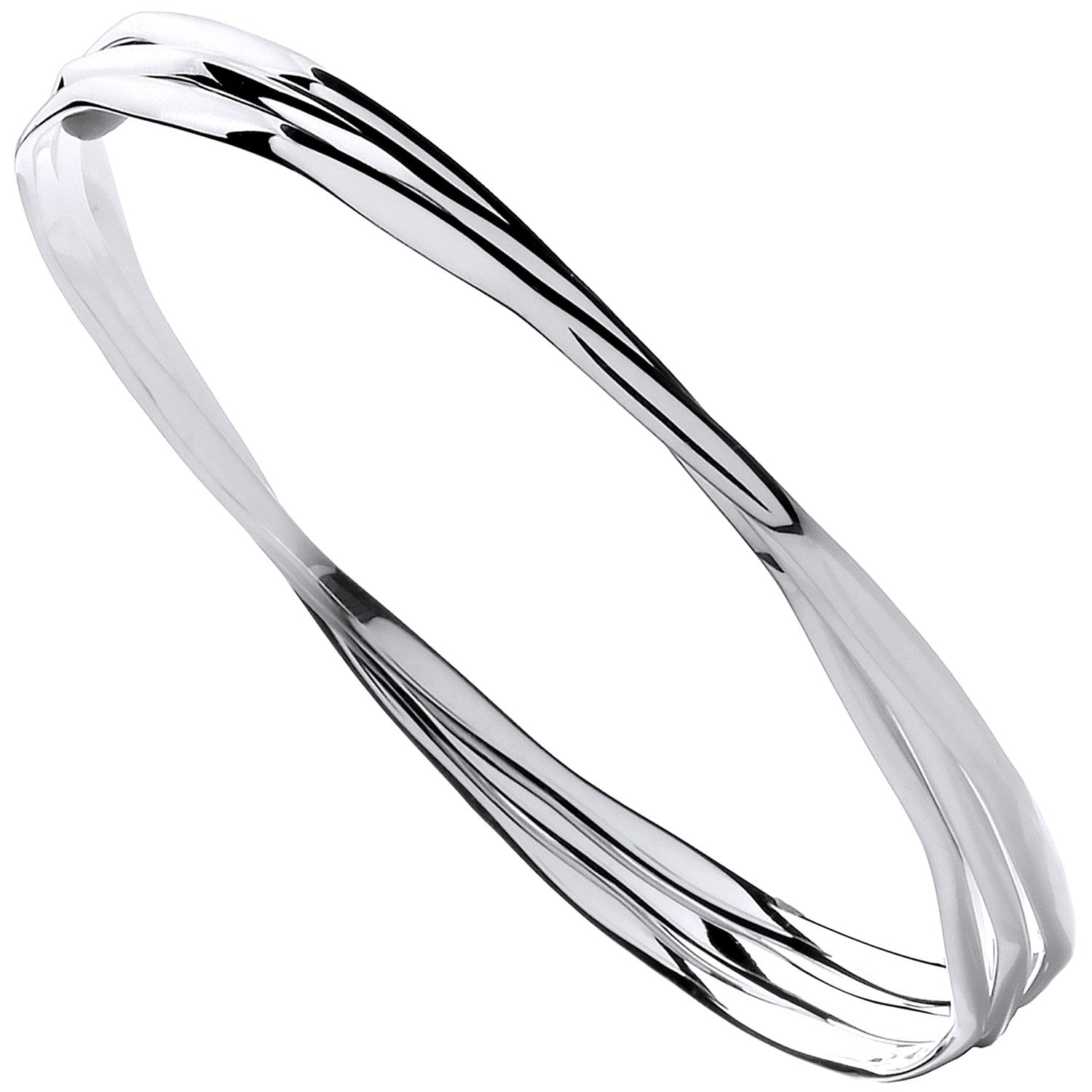 Sterling Silver Russian Faceted Ladies Bangle