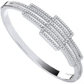 Sterling Silver Cubic Zirconia Rectangles Fancy Ladies Hinged Bangle