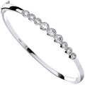 Sterling Silver Rubover Cubic Zirconia Ladies Hinged Bangle