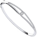 Sterling Silver Split Shank Cubic Zirconia Ladies Hinged Bangle