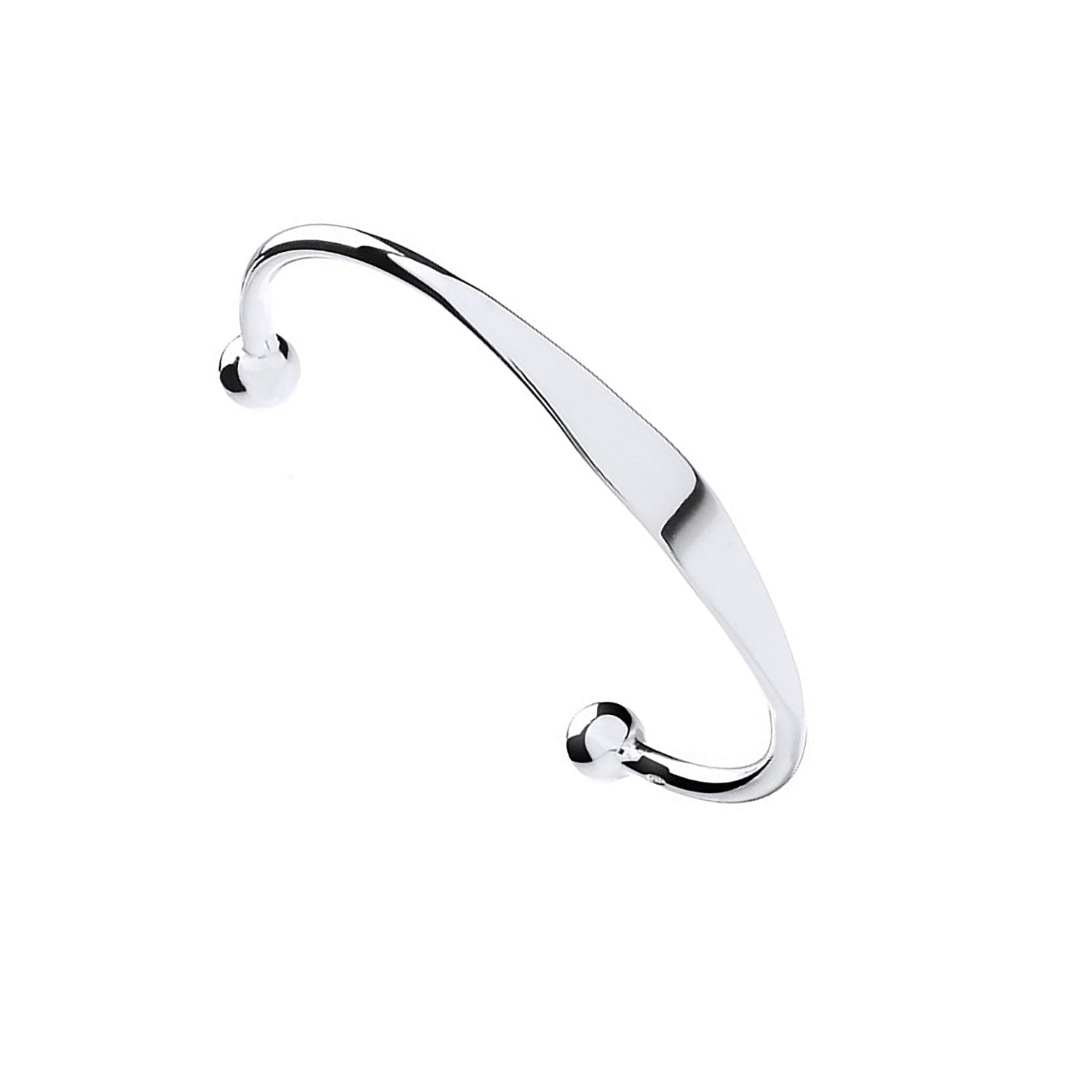 Sterling Silver Solid Baby Bangle with ID plate