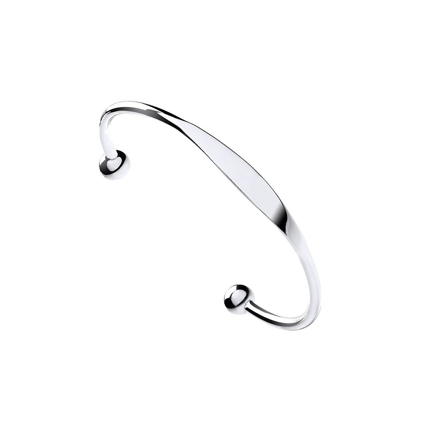Sterling Silver Ladies Solid Torque Bangle with ID plate