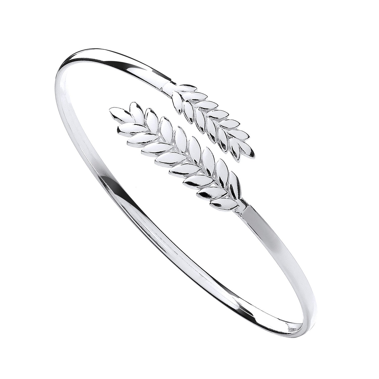 Sterling Silver Barley Leaf Ladies Bangle