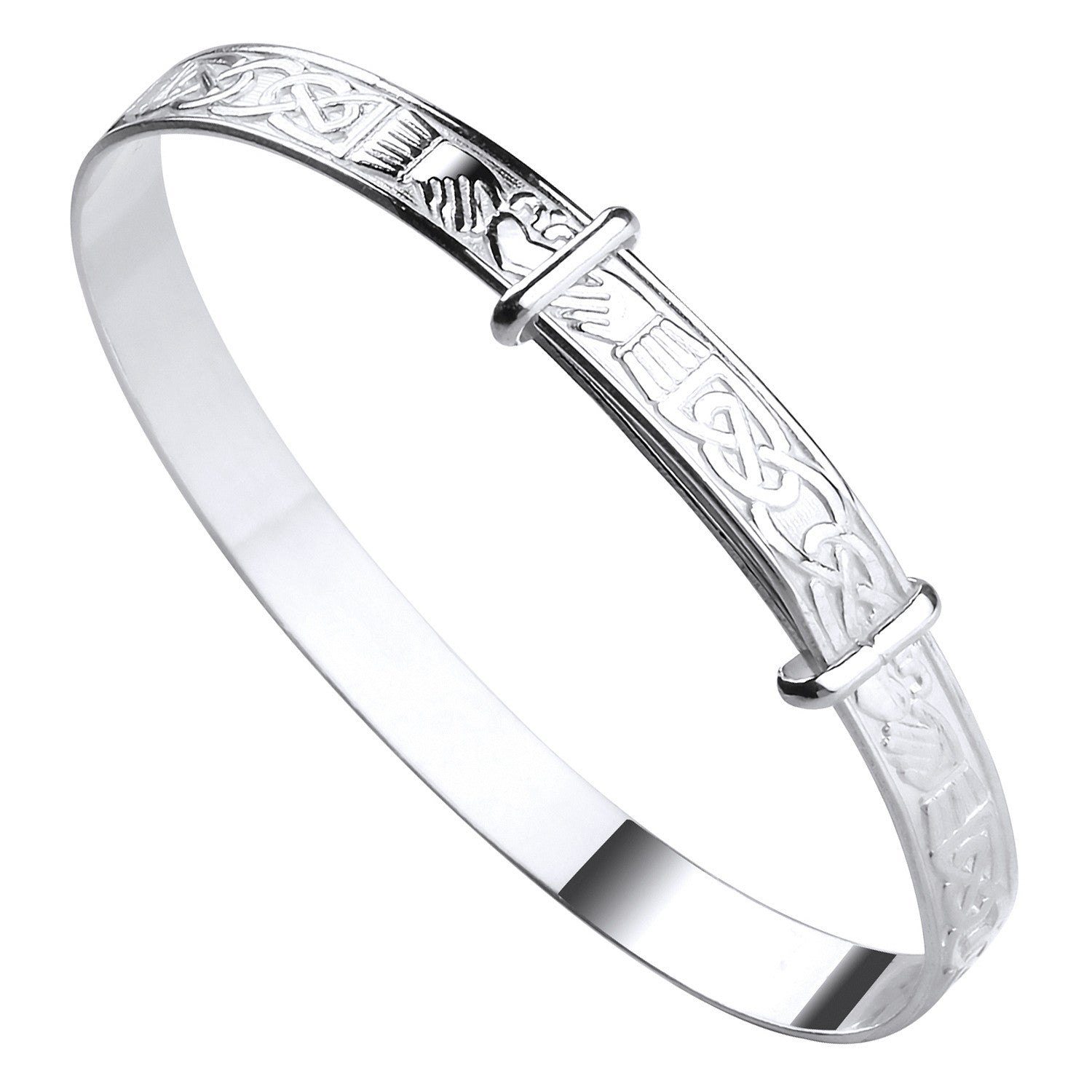 Sterling Silver Celtic Claddagh Expandable Baby Bangle