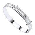 Sterling Silver Swirl Ribbed Edge Expandable Baby Bangle